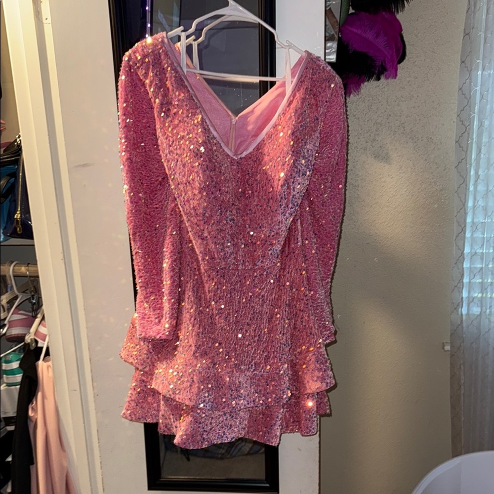 Glamorous Pink Sequin Party Dress